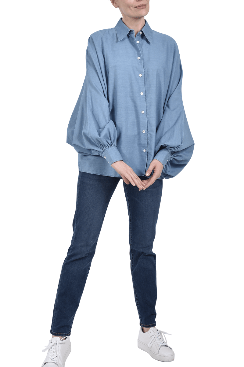 SOSUE Baumwollbluse "Antonia" slim denim (C)