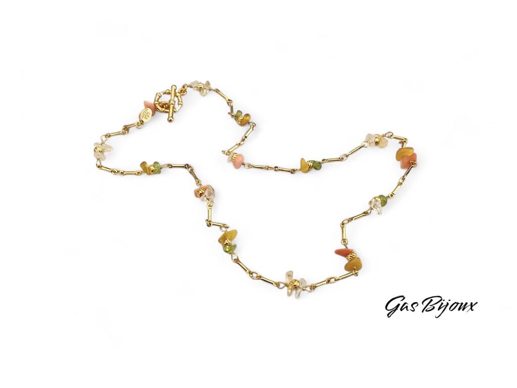 GAS BIJOUX "GIPSEA" necklace gold plated amethyst/red quartz