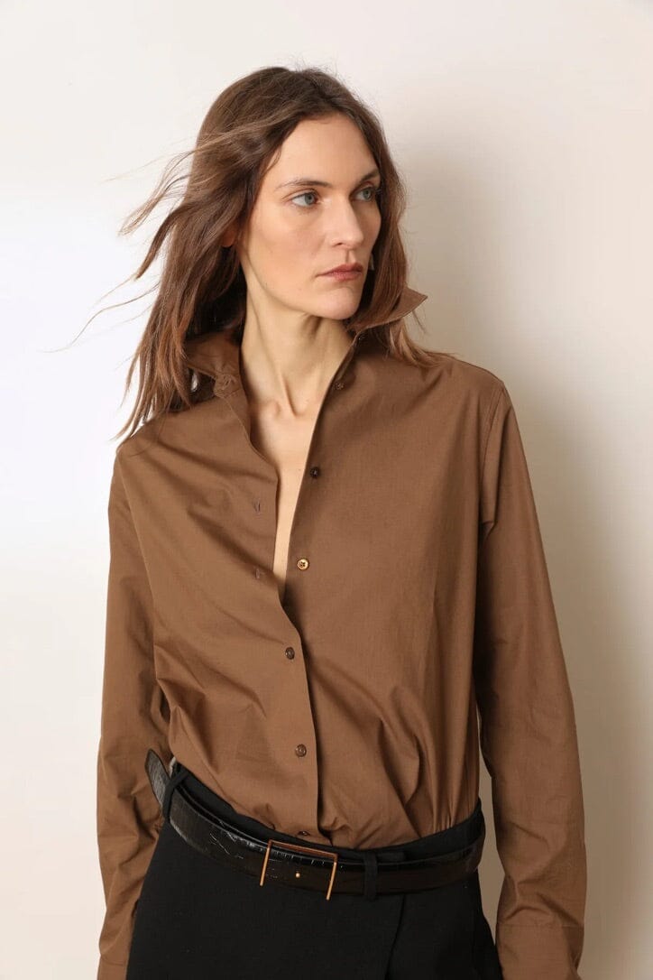 LAURENCE BRAS Baumwollbluse "CHIARA" brown cinnamon