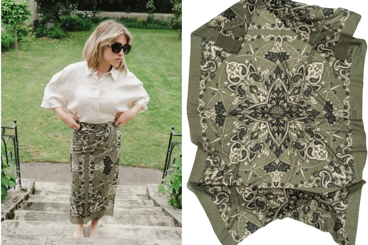 MAISON LECOMTE FLAMANT Baumwollpareo "Bandana" khaki