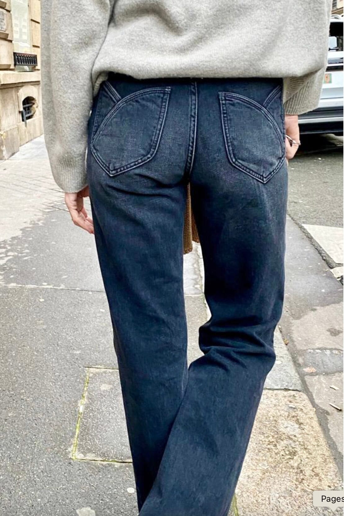 HAPPY HOUSE Le Pantalon - Jeans  "TULIPE"  noir délavé