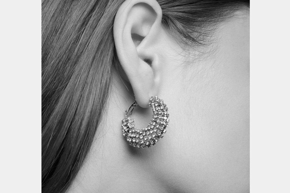 GAS BIJOUX Creolen "IZZIA" Labradorite oliv/schwarz