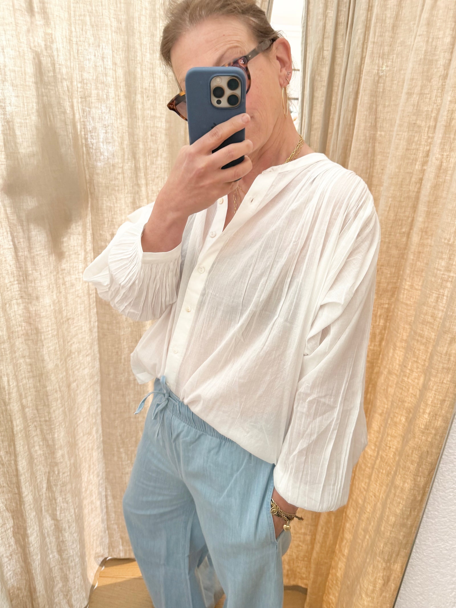 STELLA FOREST Baumwollbluse "GAIA langarm" off-white