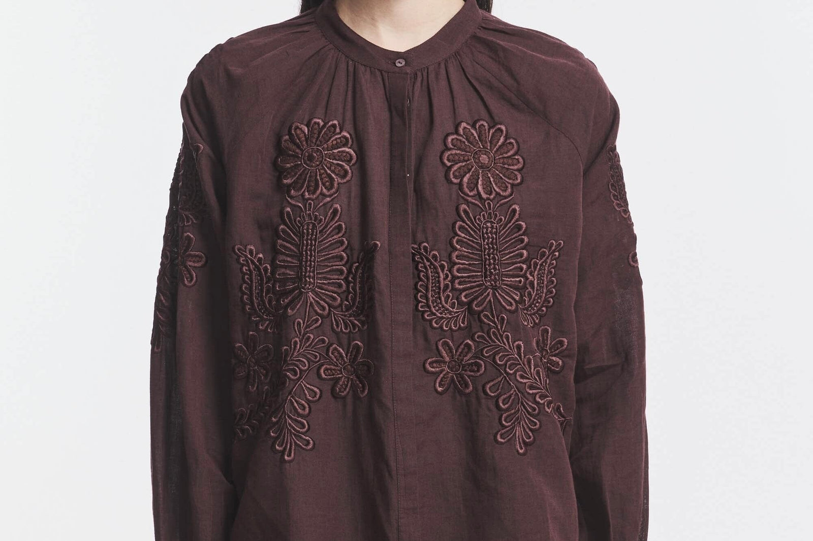 ANTIK BATIK Baumwollmixbluse "Marta" dark brown