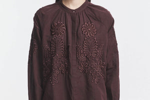 ANTIK BATIK Baumwollmixbluse "Marta" dark brown