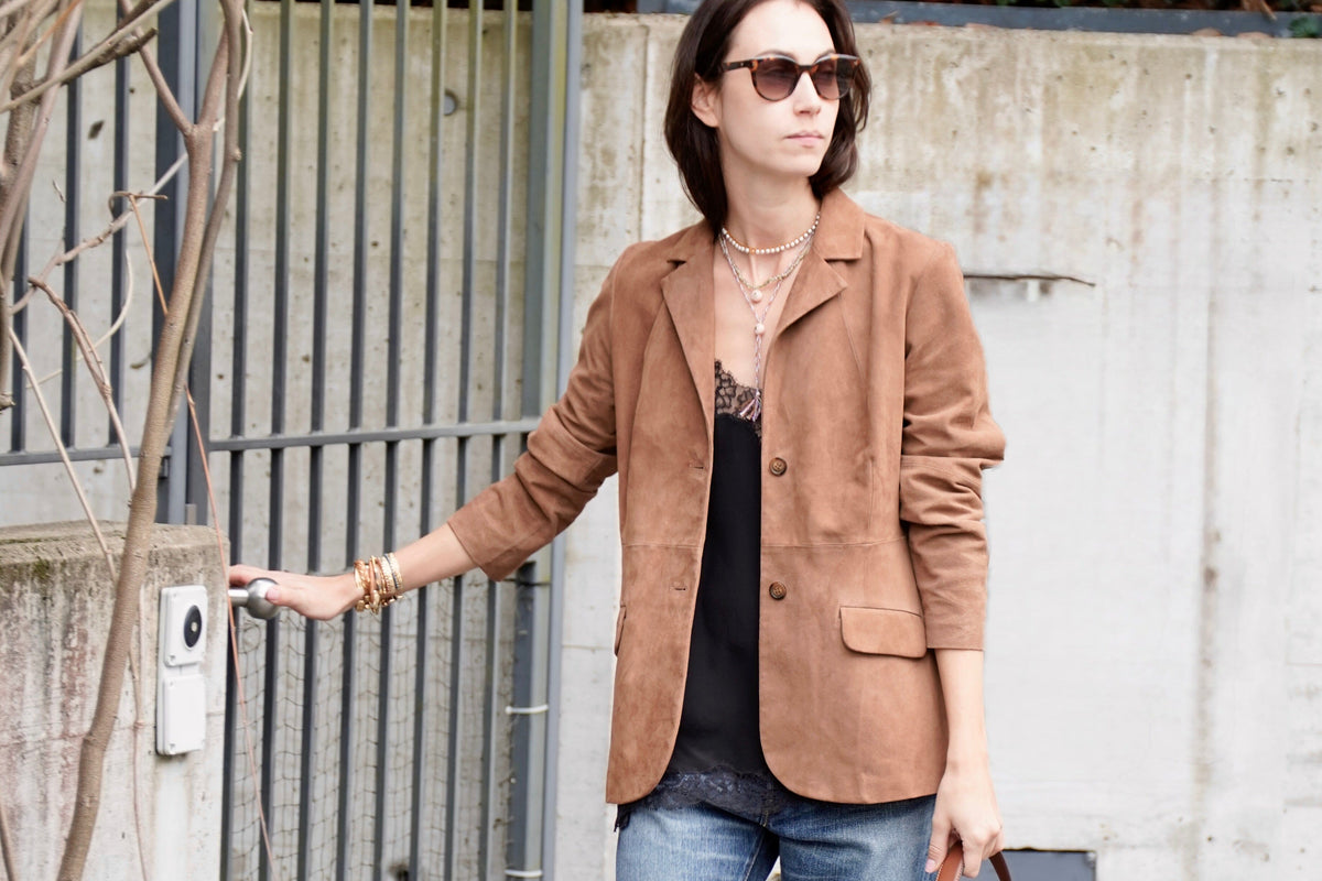 VIA MASINI velour corduroy jacket "MESA" chocolat