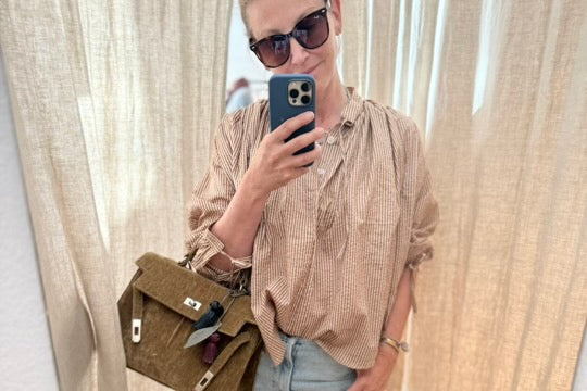 CLARAMONTE Baumwollbluse "NAILA" camel stripe