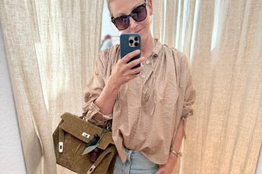 CLARAMONTE Baumwollbluse "NAILA" camel stripe