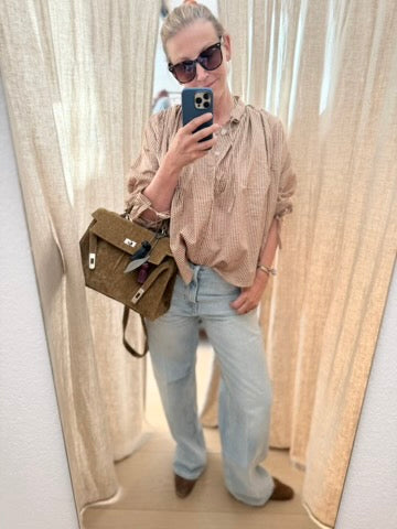 CLARAMONTE Baumwollbluse "NAILA" camel stripe