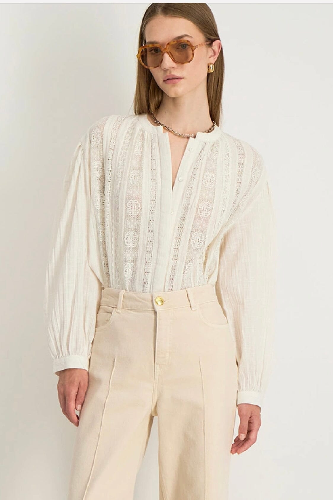 STELLA FOREST Baumwollbluse "ISOLDE" off-white