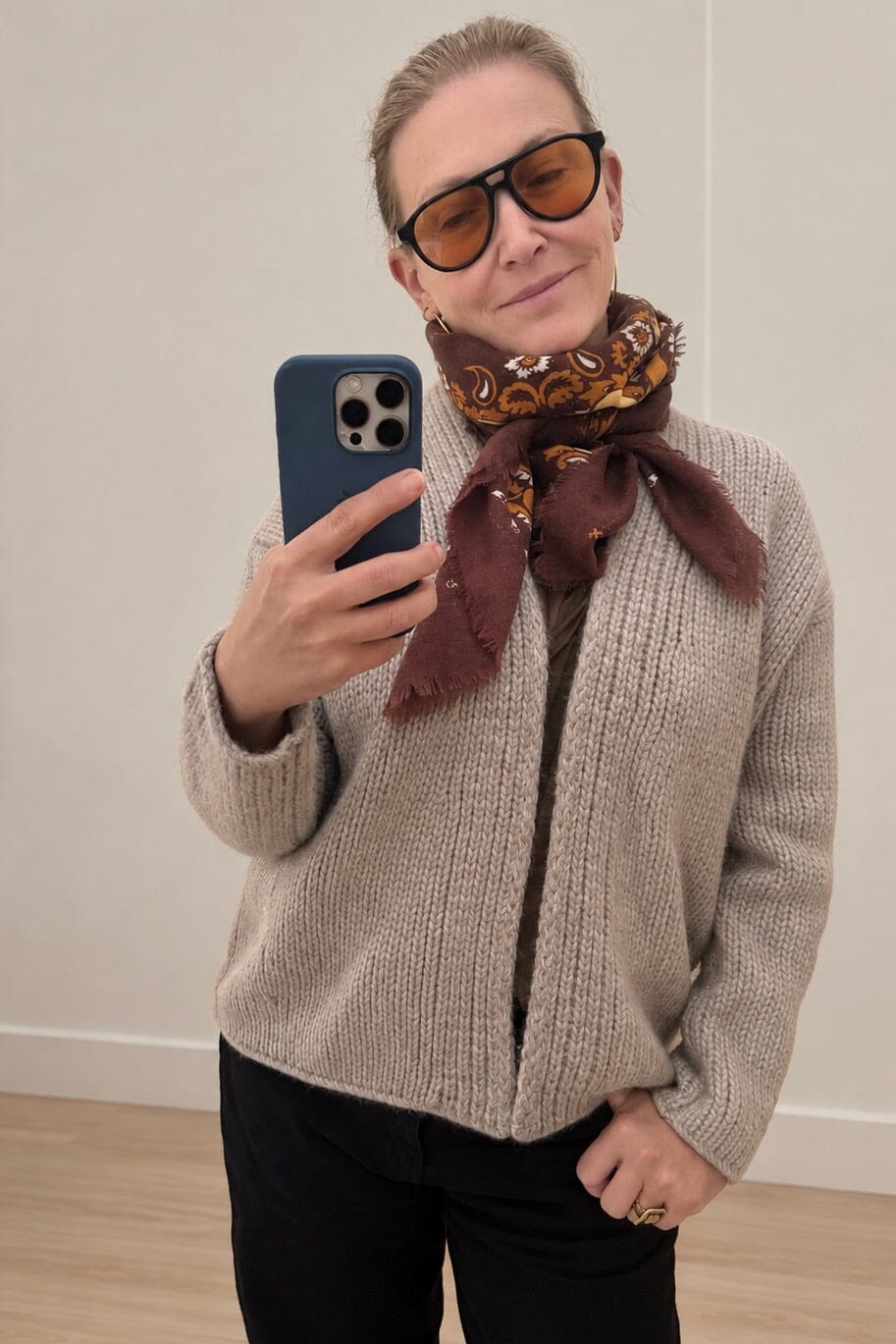 MAISON LECOMTE FLAMANT cotton scarf "Bandana" khaki