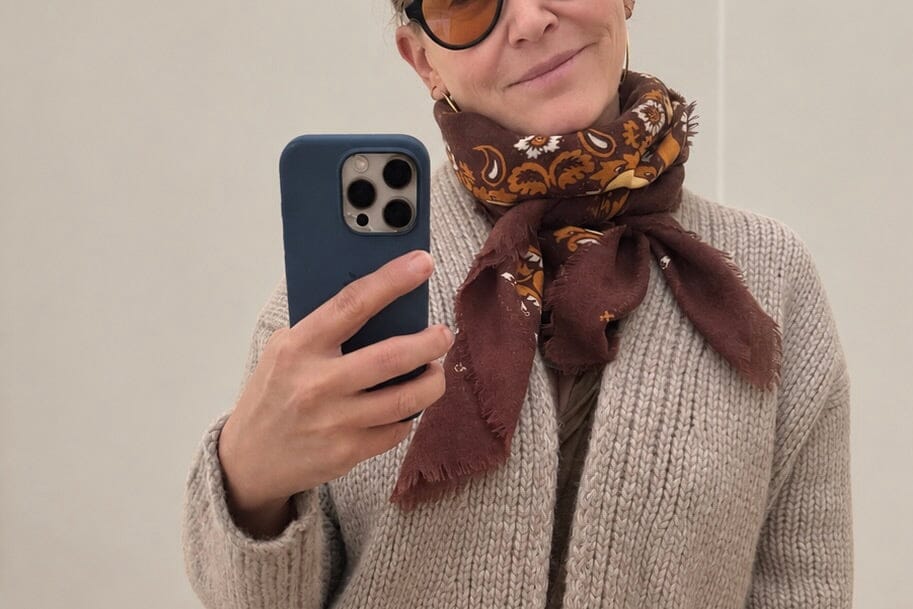 MAISON LECOMTE FLAMANT cotton scarf "Bandana" khaki