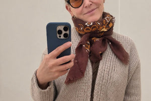 MAISON LECOMTE FLAMANT cotton scarf "Bandana" khaki