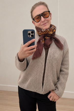 MAISON LECOMTE FLAMANT cotton scarf "Bandana" khaki