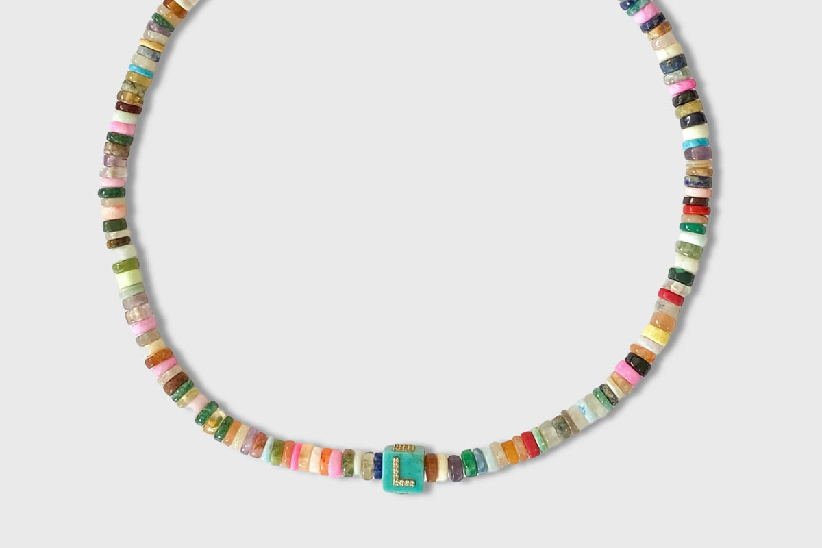 TAMARA TAICHMANN multicolor stone necklace "CUBE-LOVE"