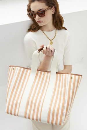 Cotton bag "Palais Royal" large camel stripe