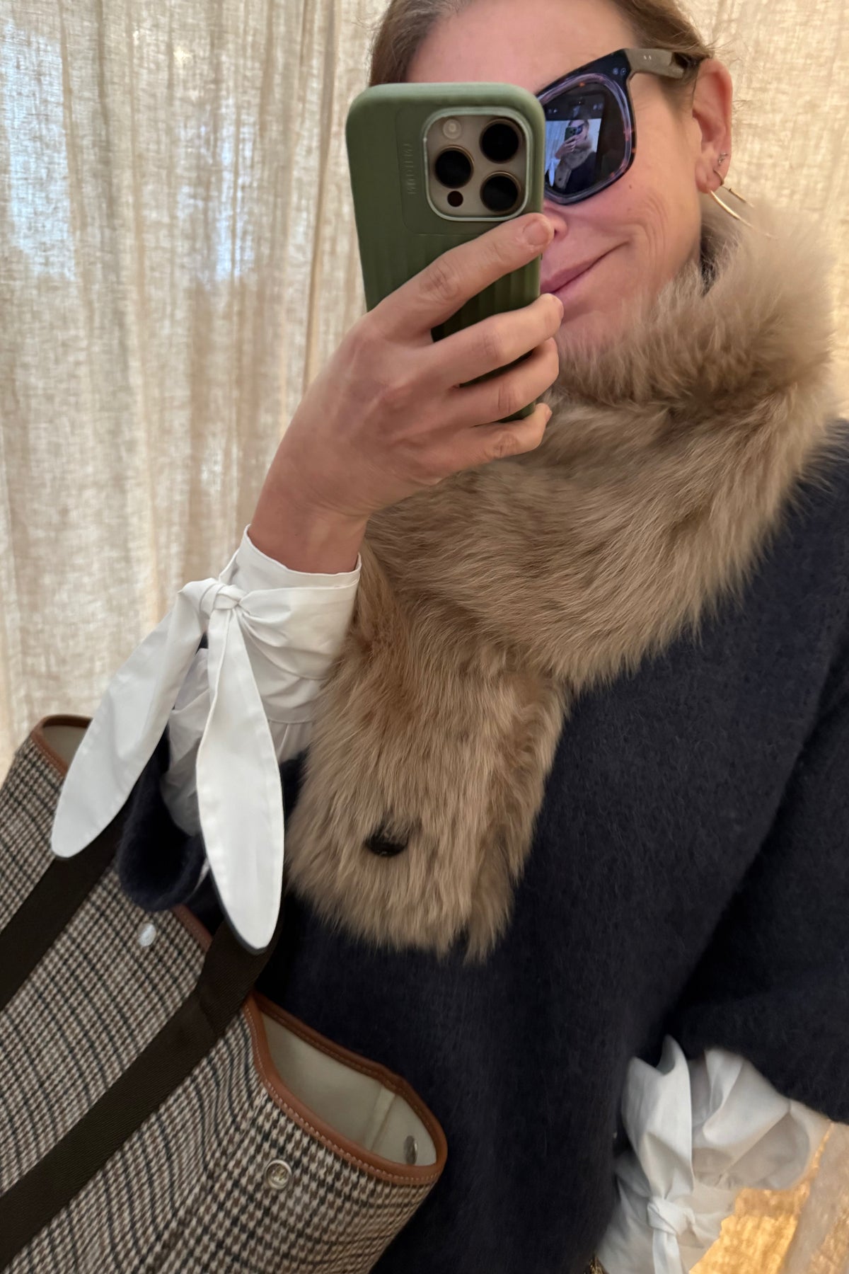 Flanneltasche "Traversée" medium camel check