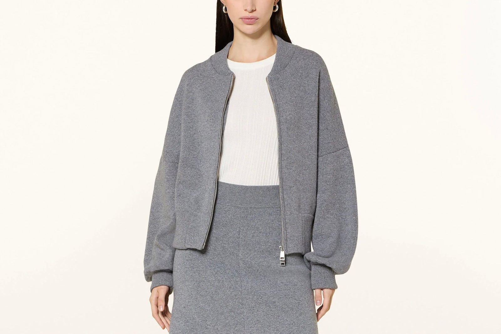 SOSUE Merinowool - Bomber "JOY" grau méliert