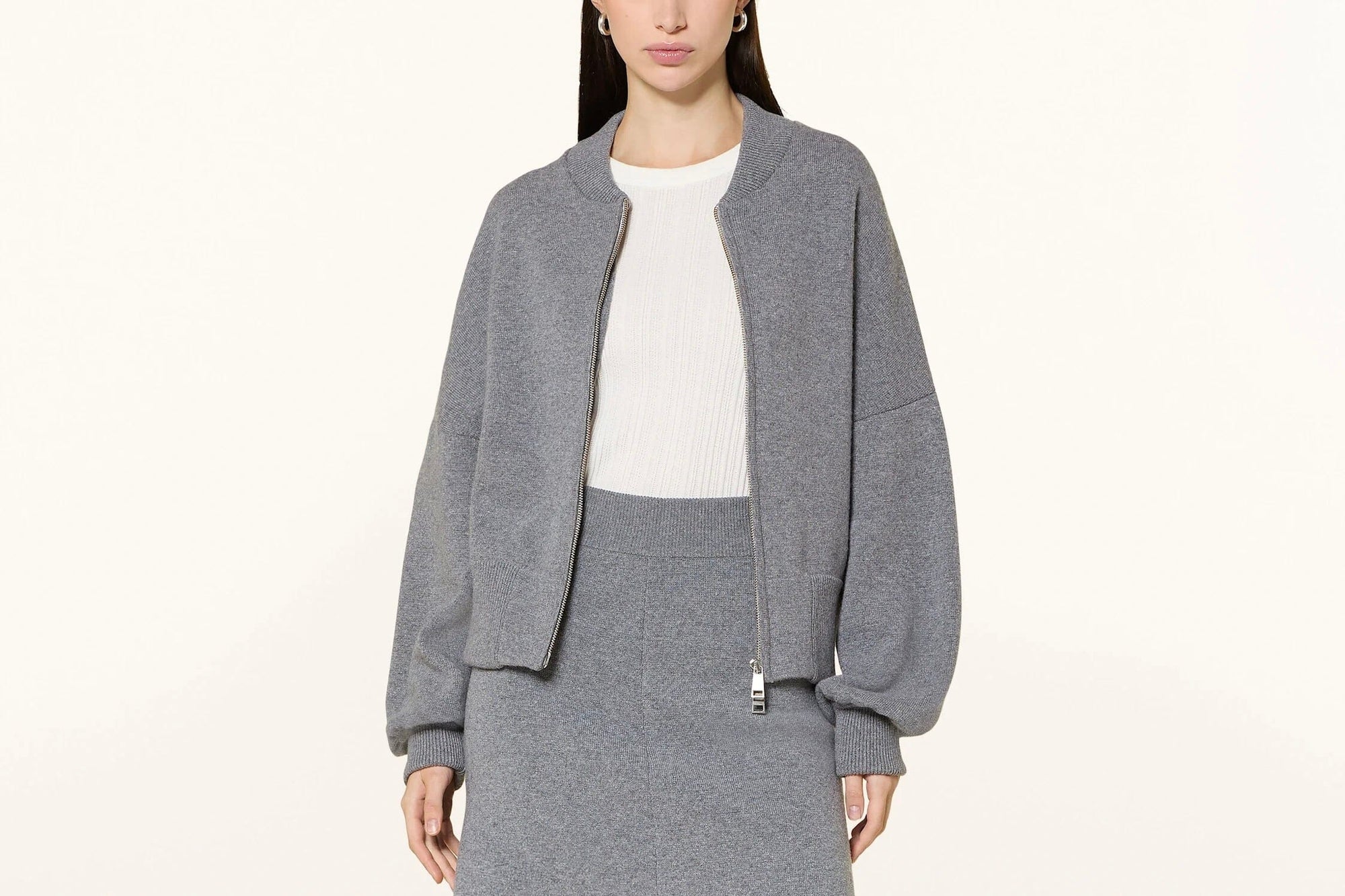 SOSUE Merinowool - Bomber "JOY" grau méliert