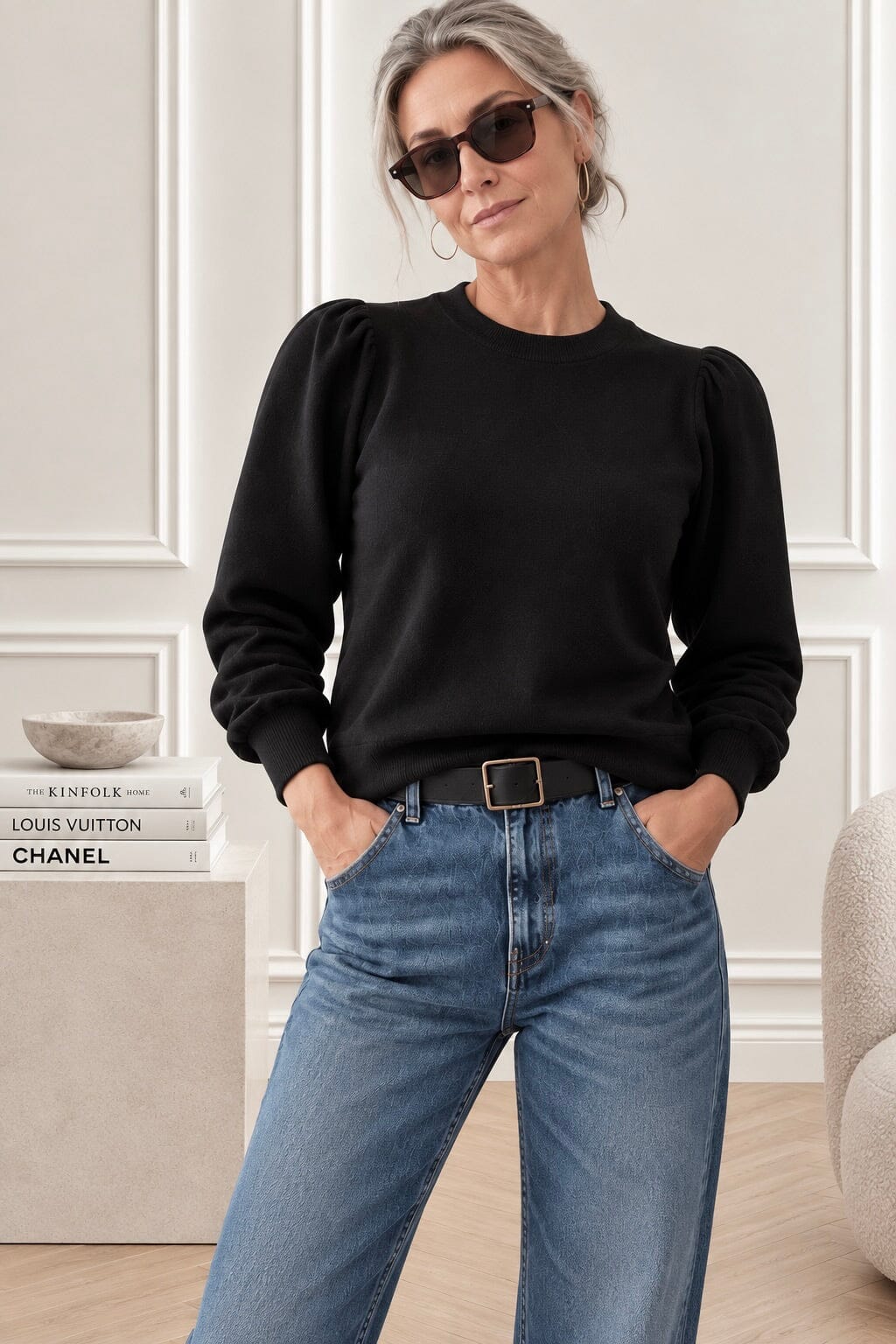 Choice by Réjane Rosenberger Cashmere puffed sweater "Cara" black