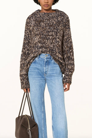 MAIAMI Alpaca Handstrickpullover brown/navy mélange