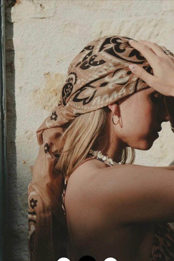 MAISON LECOMTE FLAMANT Baumwollschal "Bandana" sand