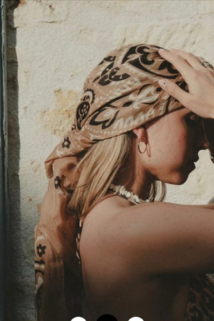 MAISON LECOMTE FLAMANT Baumwollschal "Bandana" sand
