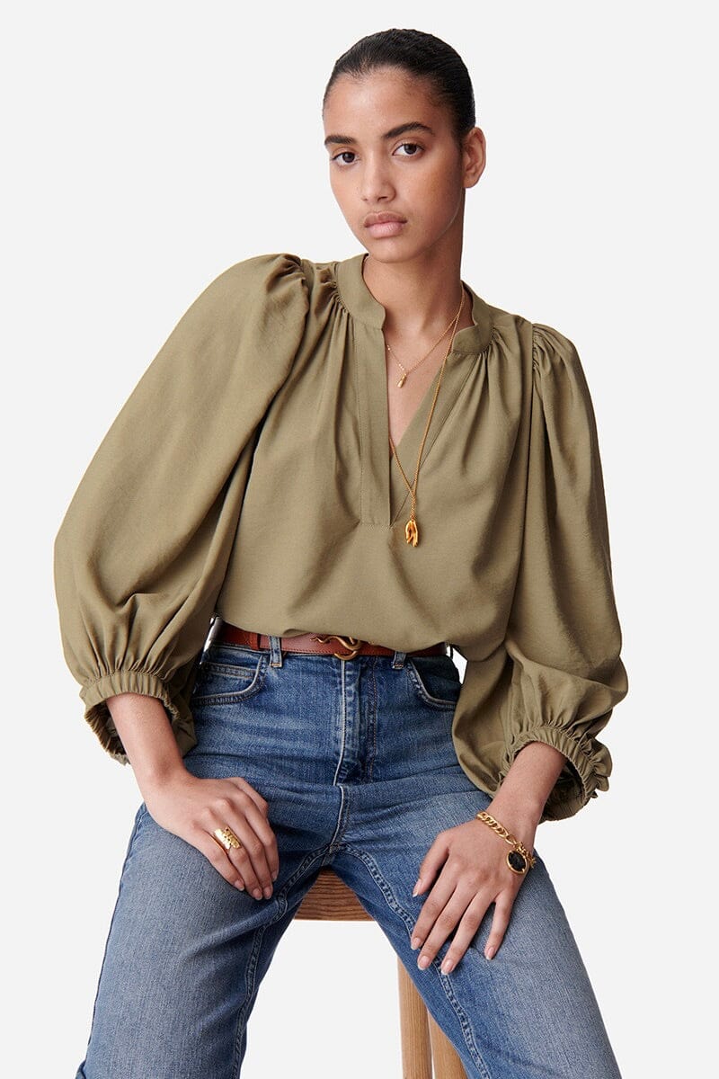 VANESSA BRUNO Baumwollbluse "BELL" oliv