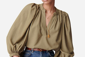 VANESSA BRUNO Baumwollbluse "BELL" oliv