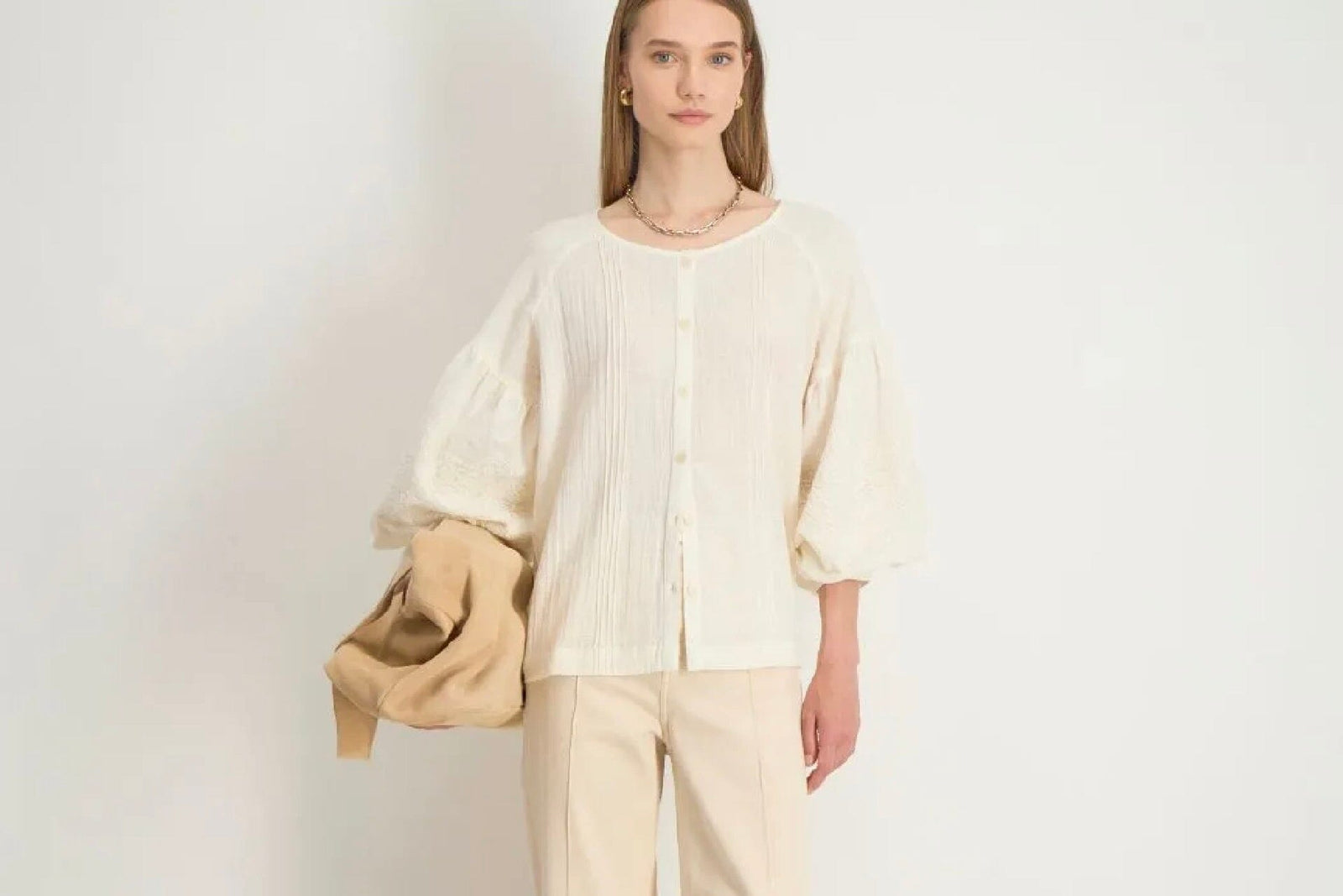 STELLA FOREST Baumwollbluse "POLINA" off-white