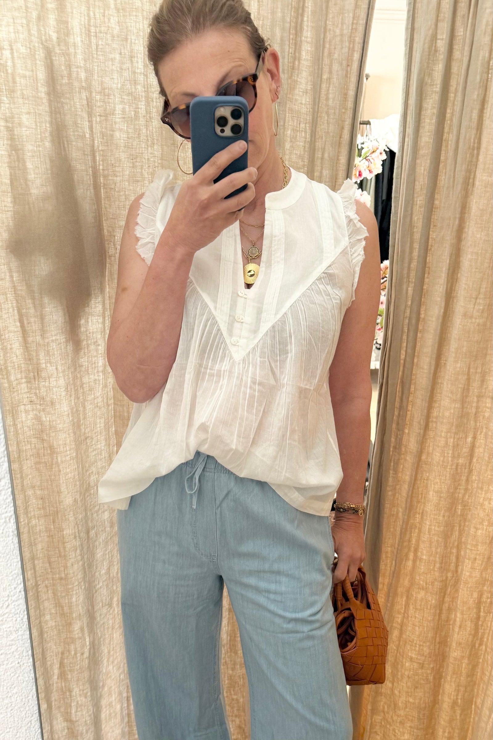STELLA FOREST Baumwollbluse "GAIA kurzarm "off-white