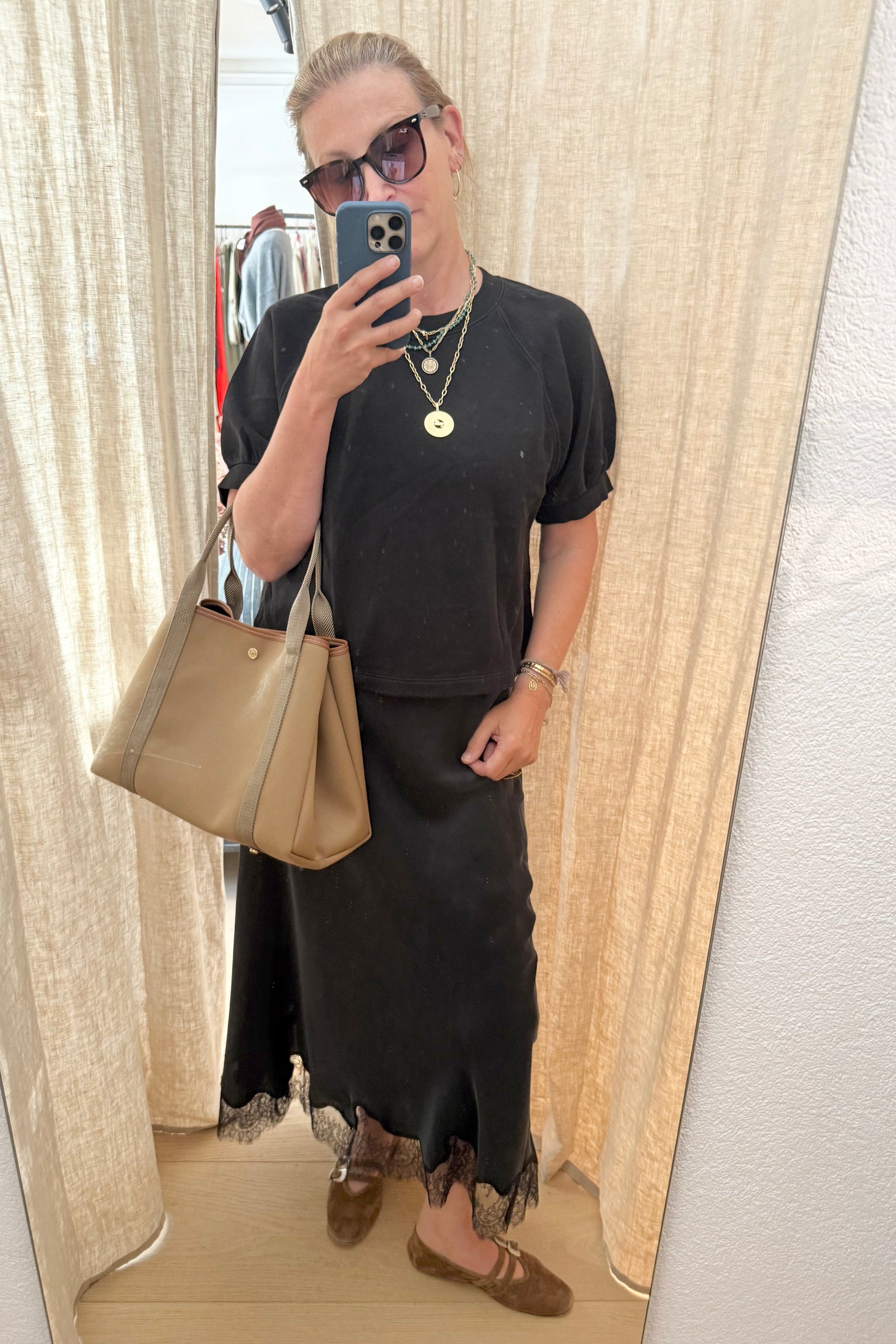 VELVET verwaschener Seidenjupe "KRISTIN" mit Lace schwarz