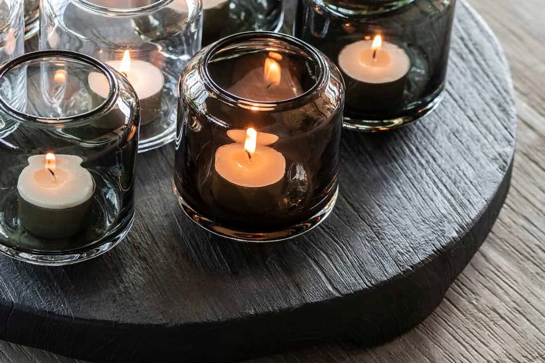 Gommaire SMALL Hurricane glass "Daniel" smoky brown