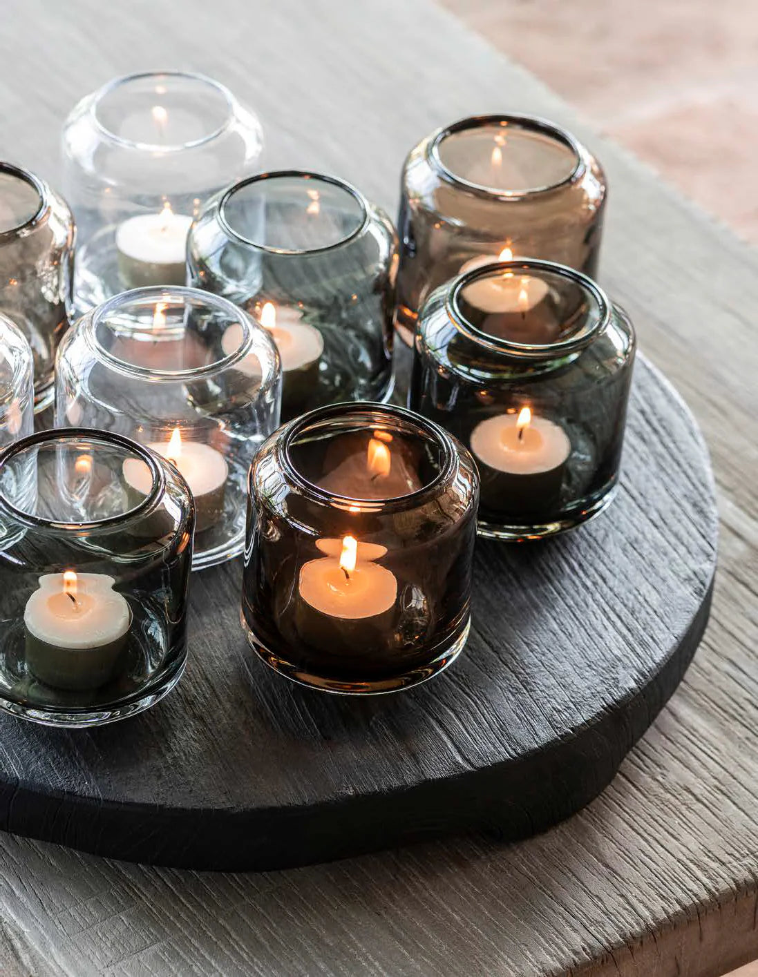 Gommaire SMALL Hurricane glass "Daniel" smoky brown