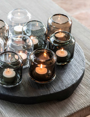 Gommaire SMALL Hurricane glass "Daniel" smoky brown