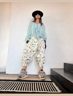 YVONNE S FRILL silk blouse "UNI" spearmint