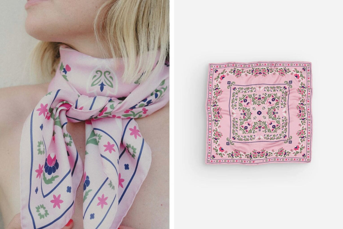 MAISON LECOMTE FLAMANT Seidenschal "Secret Garten" rosy pink