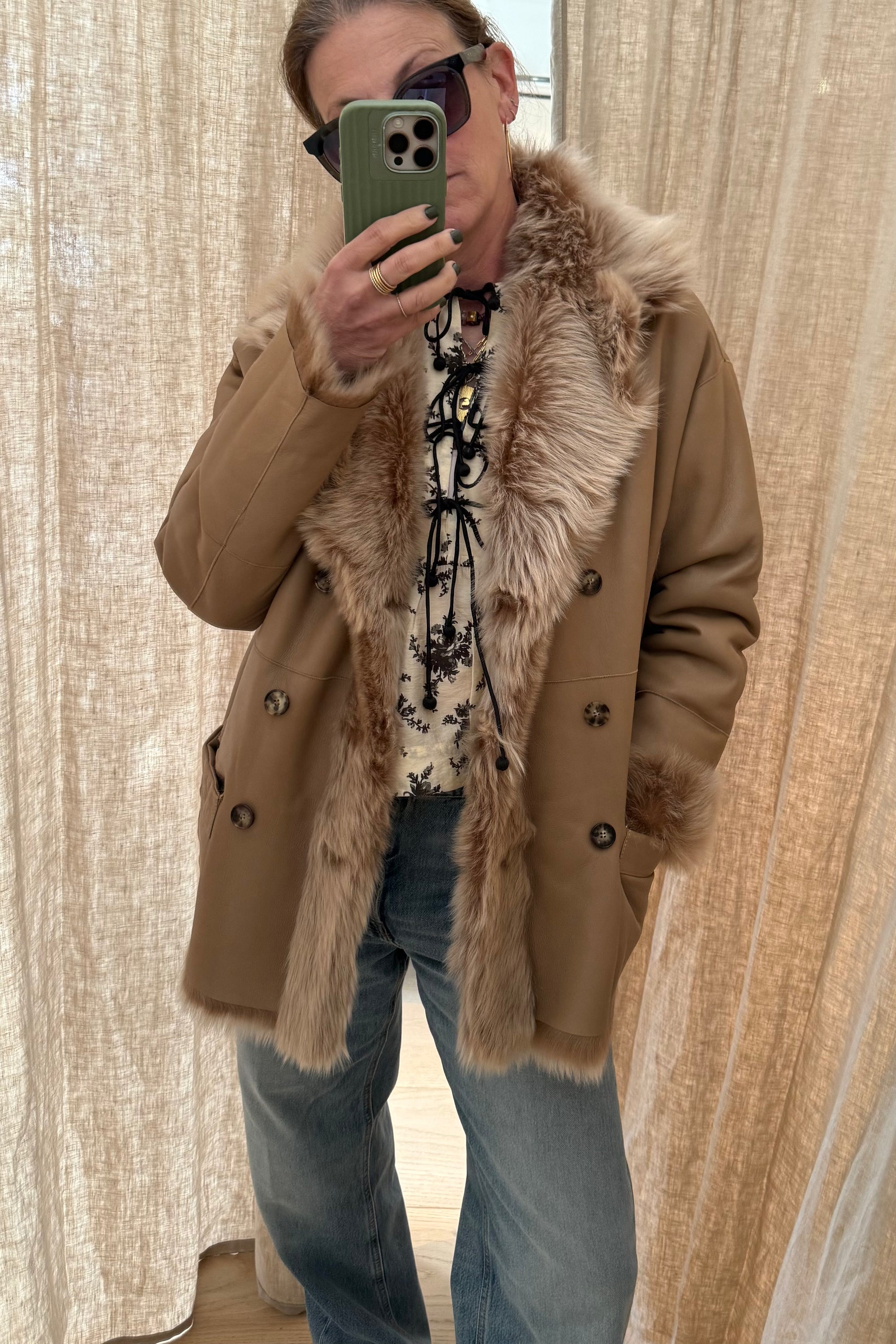 UTZON Shearlingjacke  "JEHANNE" camel