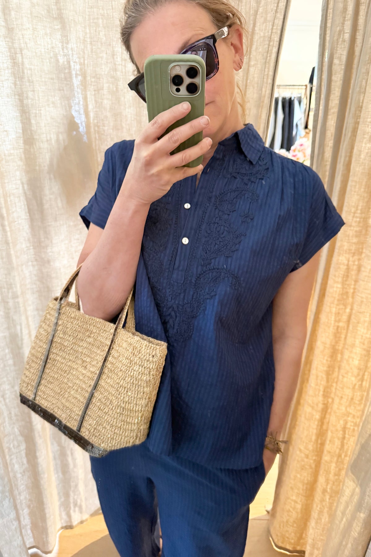 STELLA FOREST Baumwollbluse "BILLIE" navyblue