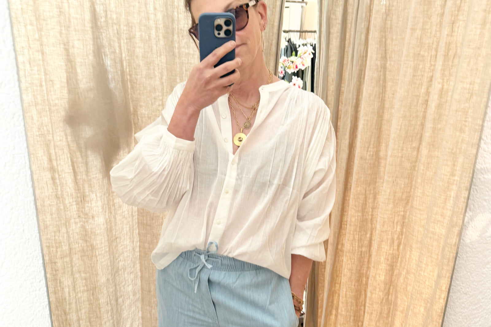 STELLA FOREST Baumwollbluse "GAIA langarm" off-white