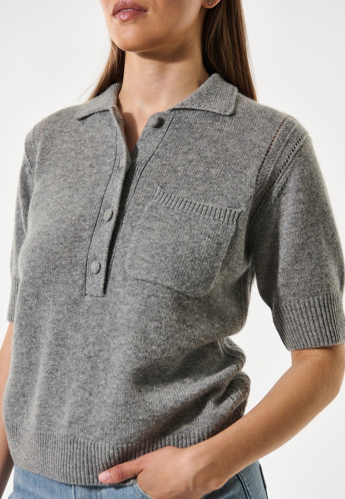 DEA KUDIBAL polo sweater "MONICADEA" gray mélange