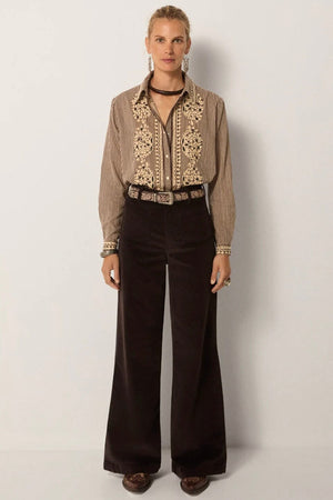 MAISON HOTEL Baumwollbluse "COHIBA" tabbaco stripe