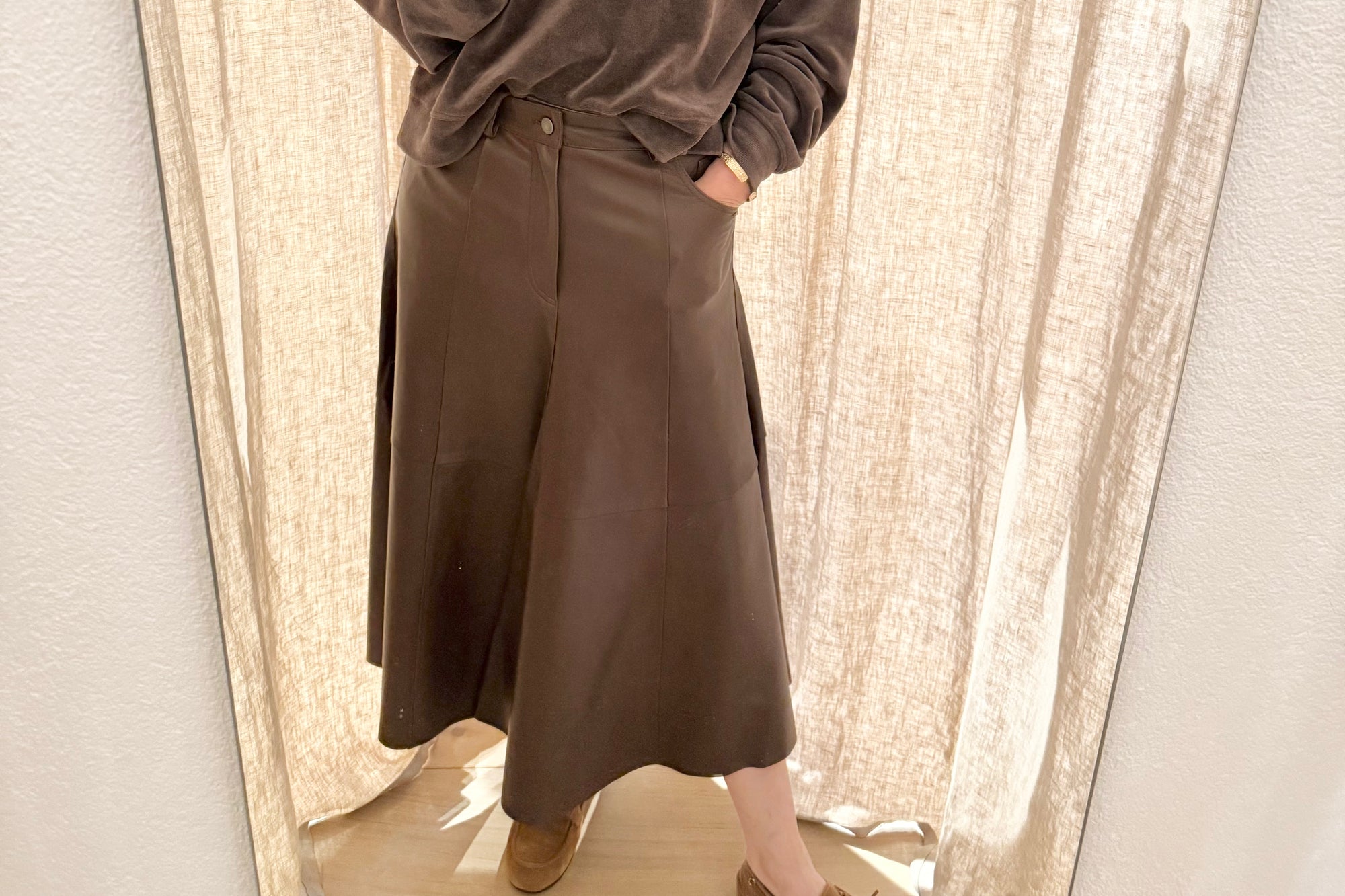 HAIKURE Lederjupe "SERENITY" brown