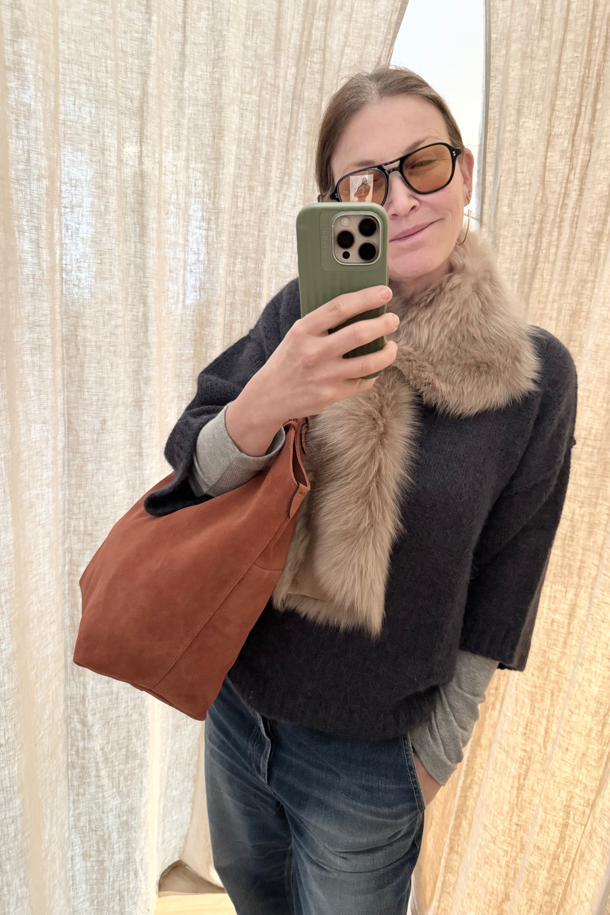 CALAJADE Leather shopper "MISU" L - black