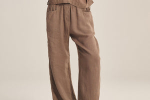 VELVET linen trousers "GINI05" shadow