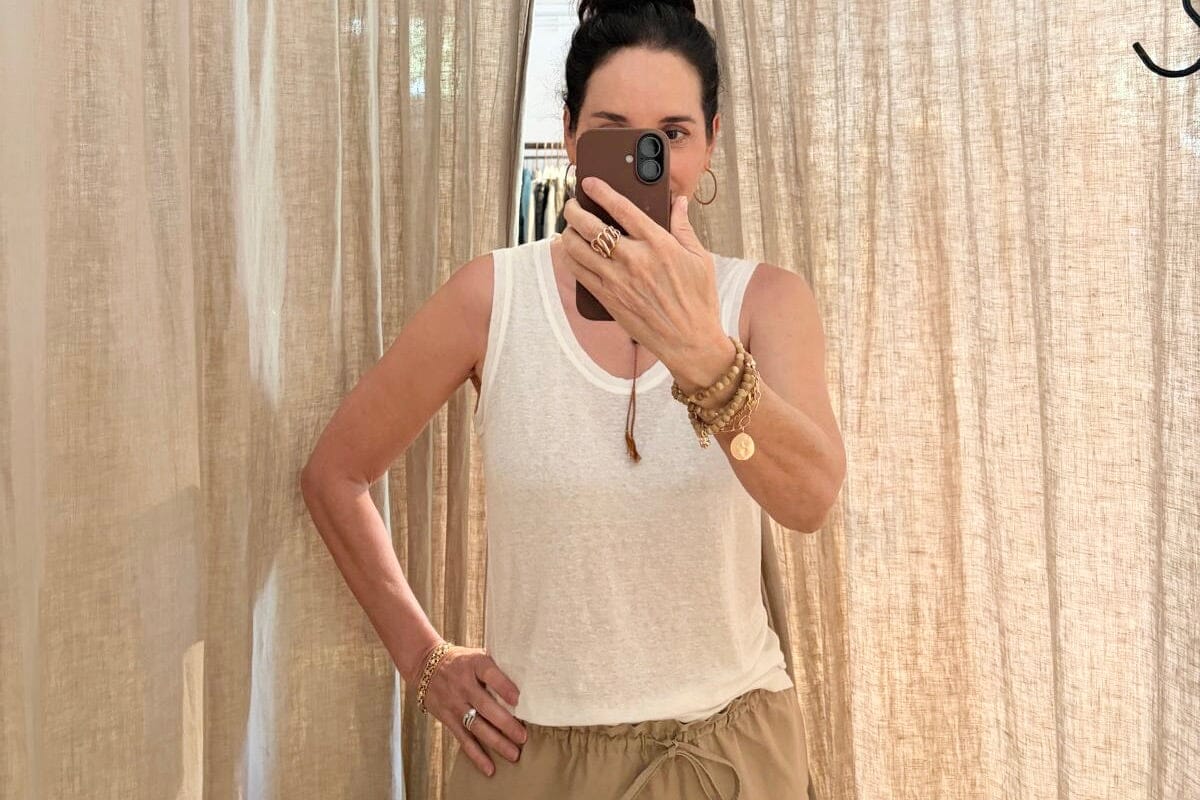 BOWERY NYC Essential Leinentanktop off-white