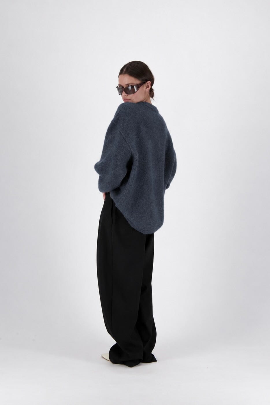 I LOVE MR MITTENS Chunky Wool "NAOMI" Sweater dark navy méliert