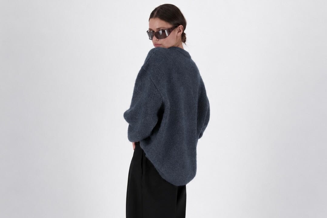 I LOVE MR MITTENS Chunky Wool "NAOMI" Sweater dark navy méliert