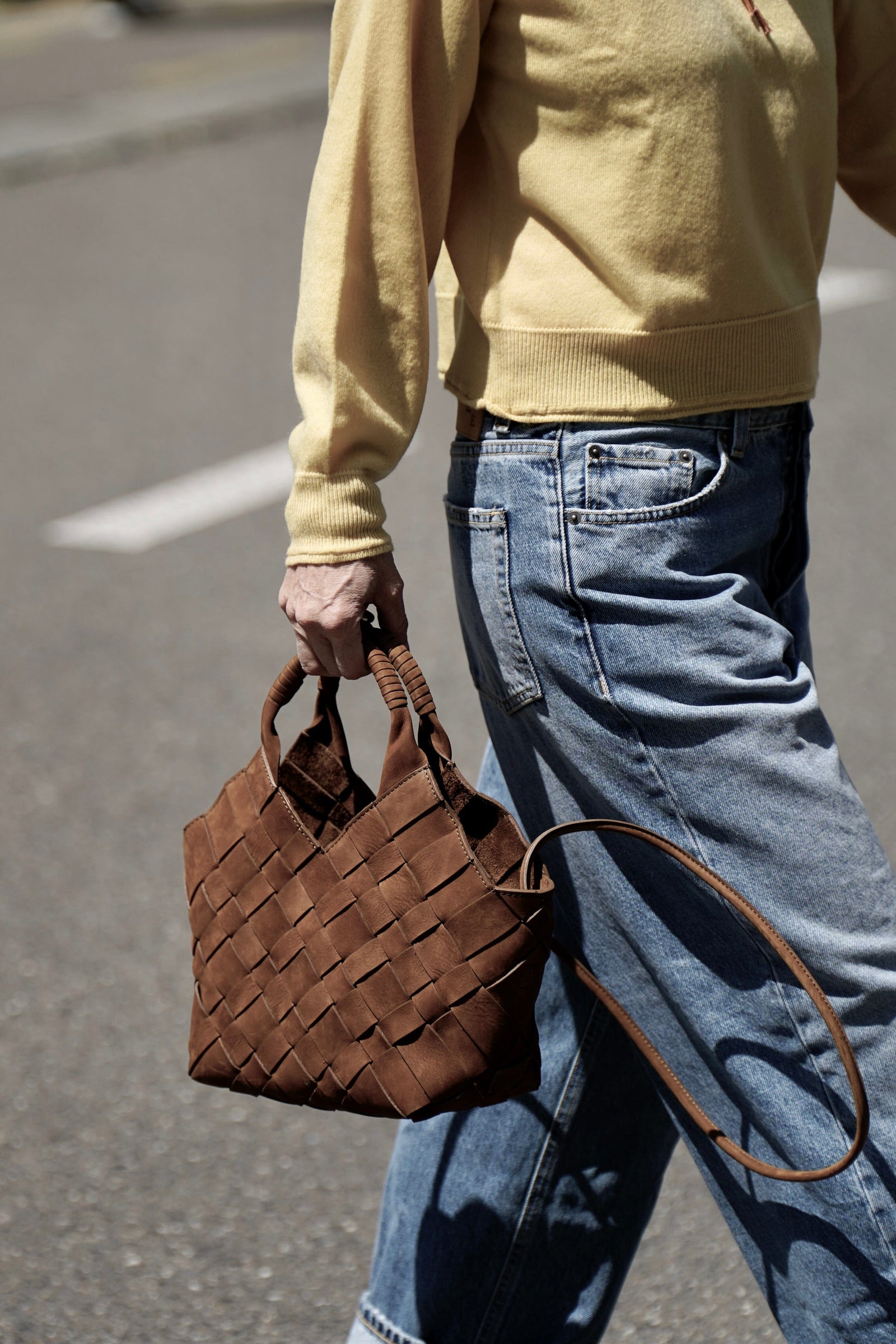 CALAJADE Wildledershopper "MISU" MEDIUM - camel