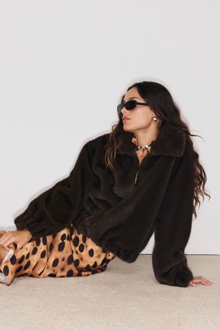 STELLA FOREST Bomberjacke "ATEMIS" fake fur chocolat